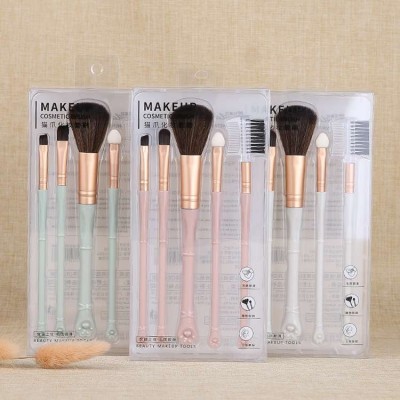 Lameila Private label cat paw cartoon 5pcs blush eyebrow eyeshadow lip brush makeup brush set L0955