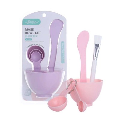 New 4 In 1 Beauty Makeup Plastic DIY Facial Face Mask Mixing Bowl Set With Mask Brush