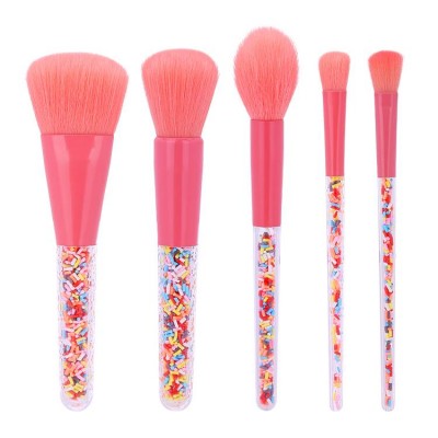 Cosmetic Makeup Tools Candy Crystal Transparent Handle Makeup Brushes 5pcs Wholesale Makeup Brush Set